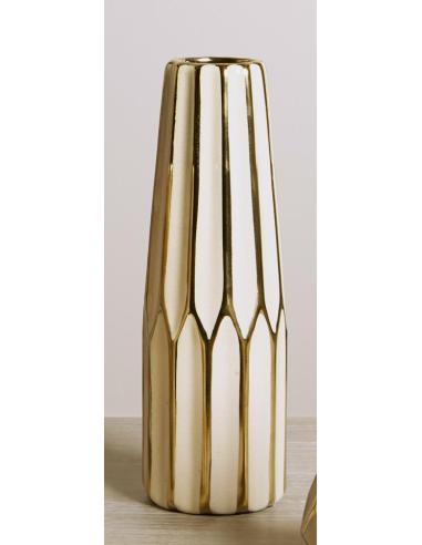 JARRON CERAMICA BEIGE/ORO 41 CMS - Imagen 1
