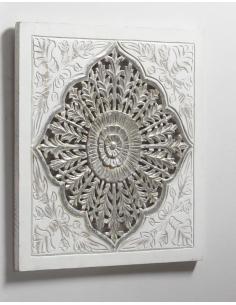 PANEL MADERA TALLADO BLANCO/PLATA 60X60 CMS. - Imagen 1