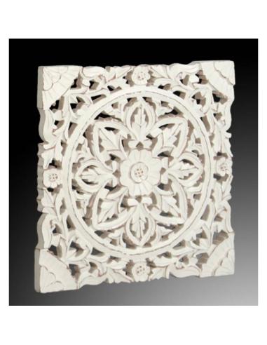 PANEL MADERA TALLADO BLANCO 40X40 - Imagen 1