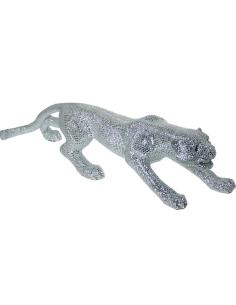 FIGURA PANTERA RESINA PLATEADA 110 CM - Imagen 1