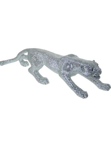 FIGURA PANTERA RESINA PLATEADA 110 CM - Imagen 1