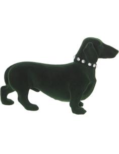 FIGURA PERRO RESINA TERCIOPELO VERDE - Imagen 1