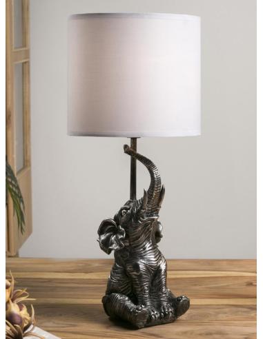 LAMPARA RESINA ELEFANTE PLATA 46 CMS - Imagen 1
