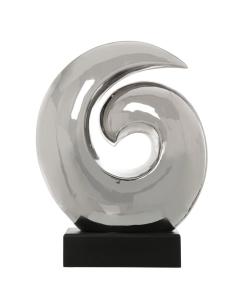 FIGURA ABSTRACTA CERÁMICA PLATA C/ BASE - Imagen 1