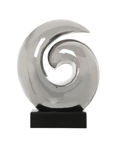 FIGURA ABSTRACTA CERÁMICA PLATA C/ BASE - Imagen 1