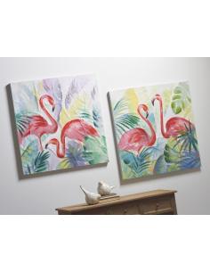 OLEO FLAMINGOS 80X80 CMS.SET 2 - Imagen 1