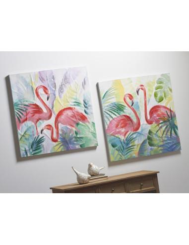 OLEO FLAMINGOS 80X80 CMS.SET 2 - Imagen 1