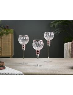 COPA VIDRIO HEXAGONOS ROSA PÁLIDO 40CMS S/3 - Imagen 1