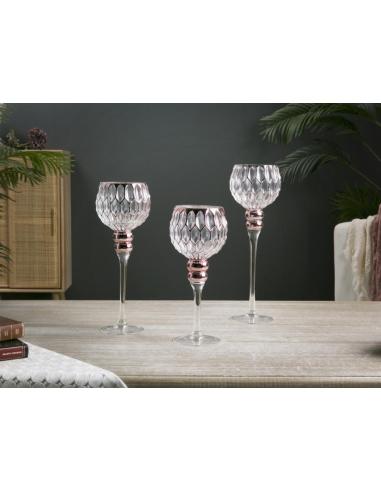 COPA VIDRIO HEXAGONOS ROSA PÁLIDO 40CMS S/3 - Imagen 1