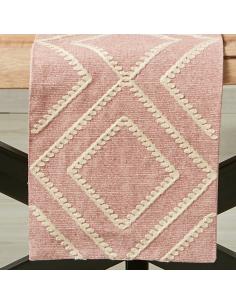 CAMINO BORDADO ROMBOS ROSA PALIDO 30X180 CMS.. - Imagen 1