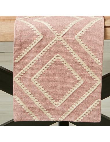 CAMINO BORDADO ROMBOS ROSA PALIDO 30X180 CMS.. - Imagen 1
