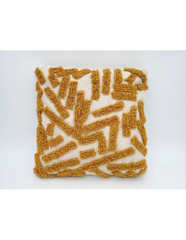 COJÍN HILOS TRAZOS MOSTAZA 45*45 CMS - Imagen 1