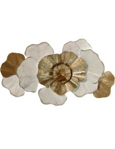 APLIQUE METAL PARED FLORES BLANCO/ORO - Imagen 1