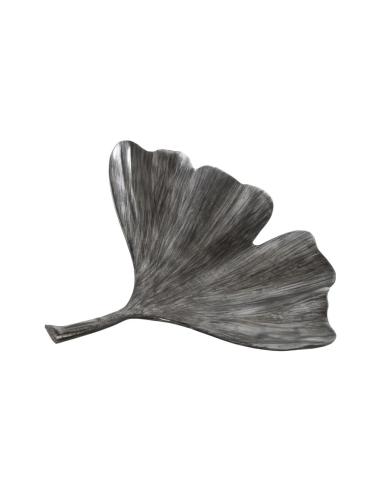 FIGURA RESINA HOJA GINKO PLATA ANTIGUA 32*28 - Imagen 1