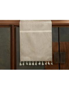 CAMINO CHENILLA RIBETE BEIGE C/BORLAS 30X180 - Imagen 1