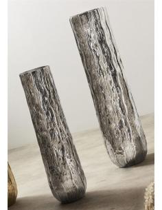 JARRON ALUMINIO ENVEJECIDO PLATA SURCOS 71 CM