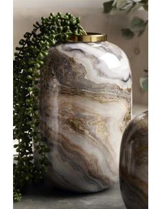 JARRON IMIT.MARMOL BLANCO Y GRIS 25 CM