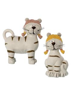 SET 2 FIGURAS RESINA GATOS C/GORROS