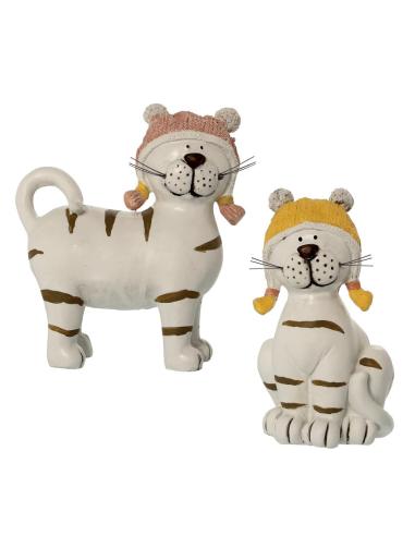 SET 2 FIGURAS RESINA GATOS C/GORROS