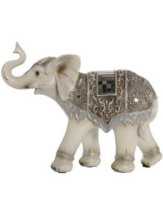 FIGURA RESINA ELEFANTE BLANCO/DORADO