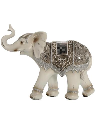 FIGURA RESINA ELEFANTE BLANCO/DORADO