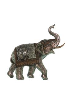 FIGURA ELEFANTE RESINA GRIS/PLATA