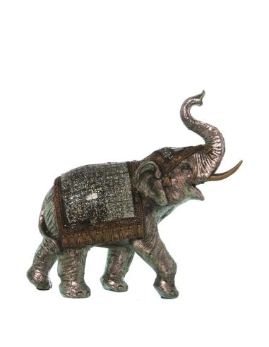 FIGURA ELEFANTE RESINA GRIS/PLATA