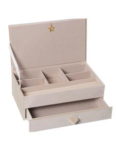 CAJA JOYERO TERCIOPELO BEIGE C/CAJON