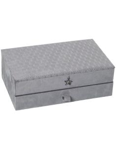 CAJA JOYERO TERCIOPELO GRIS C/CAJON