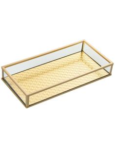 BANDEJA CRISTAL/METAL DORADA