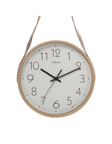 RELOJ PARED MADERA COLOR HAYA/COLGADO