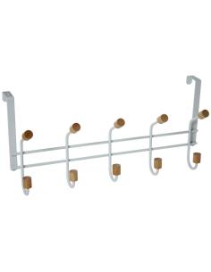 PERCHA PUERTA 5 GANCHOS METAL BLANCO