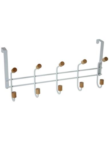 PERCHA PUERTA 5 GANCHOS METAL BLANCO