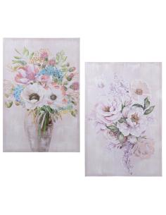CUADRO LIENZO MADERA 60X90 FLORES