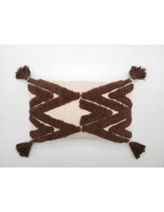 COJIN HILOS TRIANGULOS MARRON C/BORLA 30X50