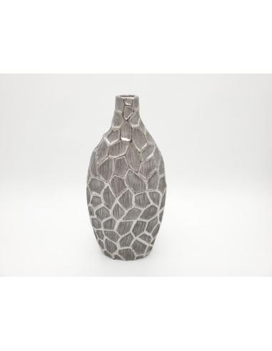 JARRON CERÁMICA GEOMETRICA ABS. PLATA 37CM