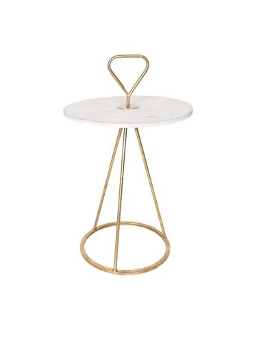 MESA AUX. HAIMI BLANCO/ORO 40CMS DIAM