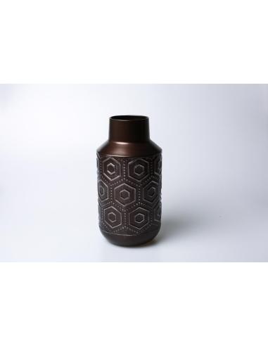 JARRON METAL HEXAGONOS BRONCE ENV. 32 CMS
