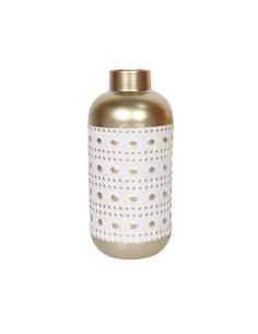 JARRON METAL RELIEVE BLANCO/ORO 36 CM