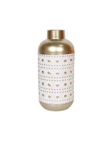 JARRON METAL RELIEVE BLANCO/ORO 36 CM