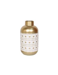 JARRON METAL RELIEVE BLANCO/ORO 30 CMS