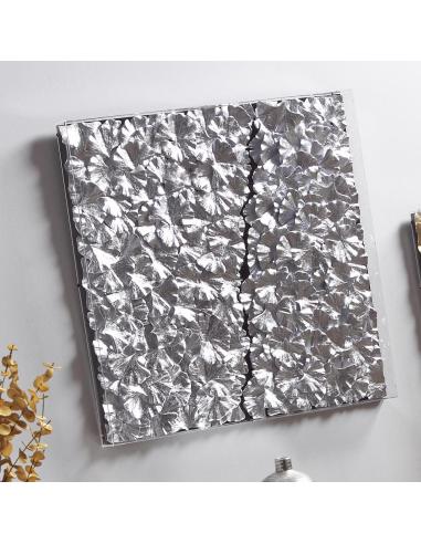 CUADRO HOJAS GINGKO PLATA CAJA ACRILICO
