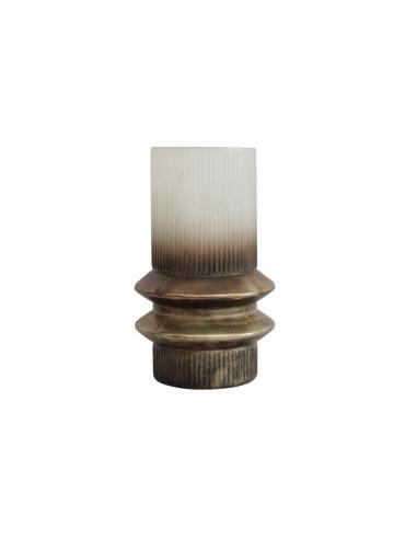 JARRON CILIND.VIDRIO LINEAS DEGRADADO ORO