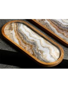 BANDEJA MADERA NATURAL DECO. IMIT. MARMOL