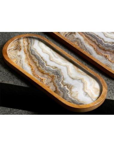 BANDEJA MADERA NATURAL DECO. IMIT. MARMOL