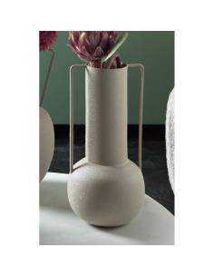 JARRON CUELLO LARGO METAL VERDE ASAS TOPO 30 CMS