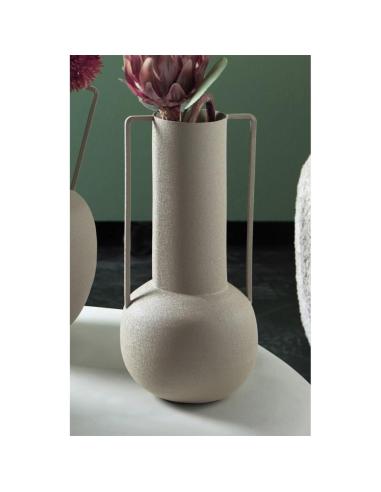 JARRON CUELLO LARGO METAL VERDE ASAS TOPO 30 CMS